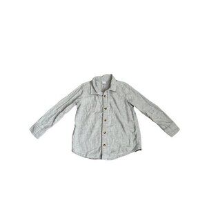 Old Navy Boys Long Sleeve Button-Up Shirt 5T Gray Lightweight Casual Cotton Blen